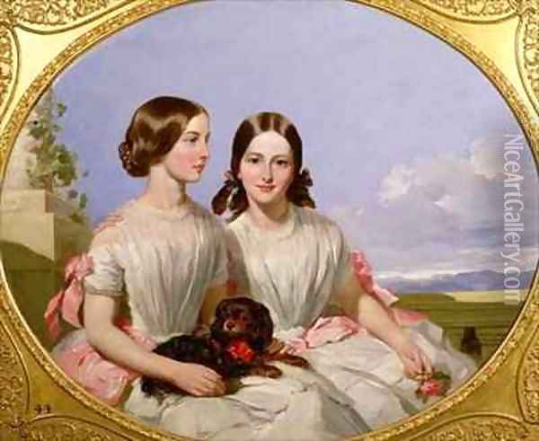 The Sisters Annie and Henrietta Marie Shaw Oil Painting - James Curnock