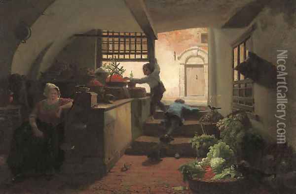 Little thieves Oil Painting - Henri van Seben