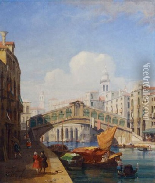 The Rialto Bridge, Venice Oil Painting - Jules-Romain Joyant