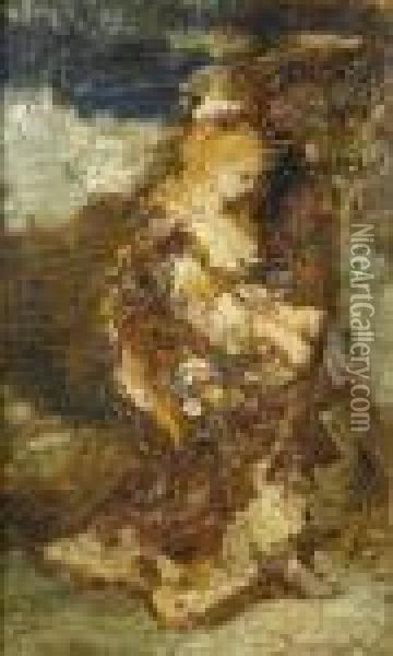 Seated Lady Oil Painting - Adolphe Joseph Th. Monticelli