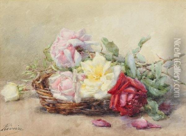 Panier De Roses Oil Painting - Francois Rivoire