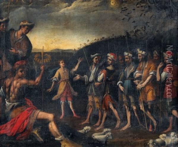 Die Entdeckung Des Hirtenjungen David Durch Konig Saul Oil Painting - Hendrik van Balen the Elder