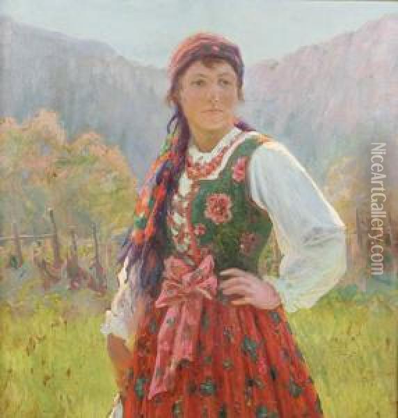 Goralka, Po 1910 Oil Painting - Zefiryn Cwiklinski