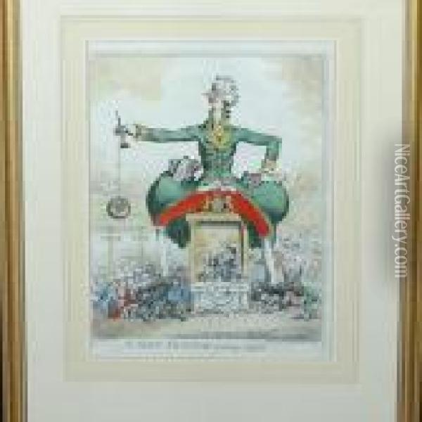 The Giant Factotum Amusing Himself Oil Painting - James Gillray