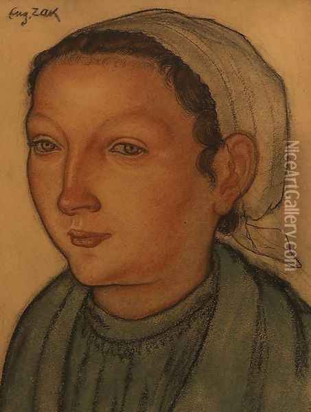 Portrait of a Breton Woman Oil Painting - Eugene Zak