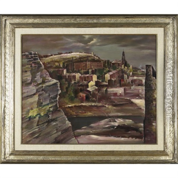 River Town, Manayunk Hills Oil Painting - Earl Horter