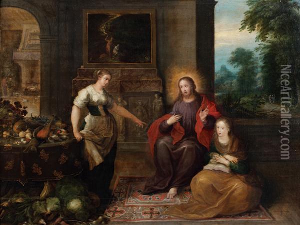 Le Christ Chez Marthe Et Marie Oil Painting - Frans II Francken