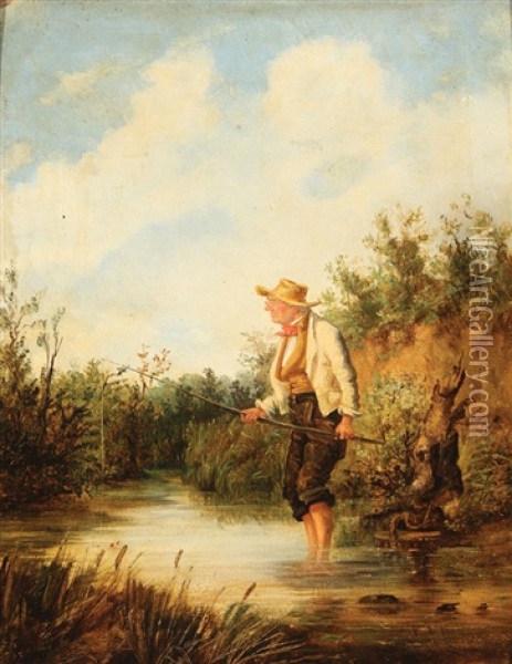 The Elusive Catch Oil Painting - Edward Lamson Henry