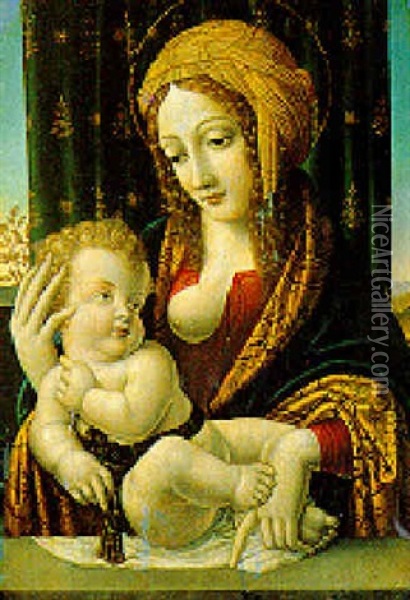 Madonna Con Bambino Oil Painting - Leonardo Da Vinci