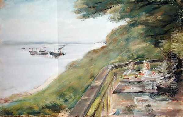 Terrace of the Jacob Restaurant in Nienstedten, 1902 Oil Painting - Max Liebermann
