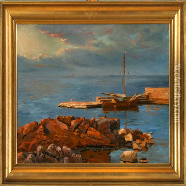 A Coastal Scenery Frombornholm Island, Denmark Oil Painting - Viggo Rasmus Simesen