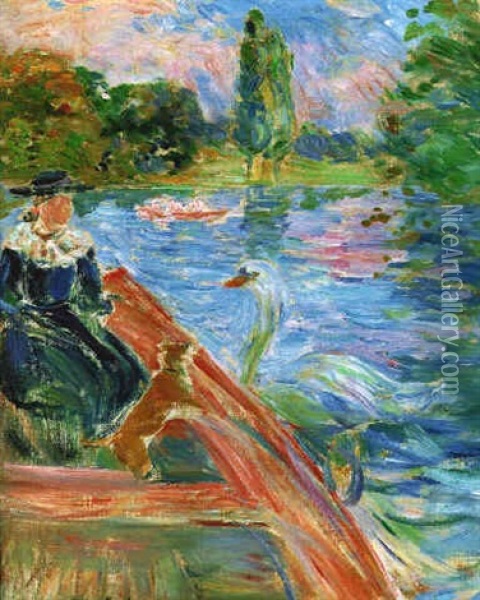 En Barque Sur Le Lac Oil Painting - Berthe Morisot