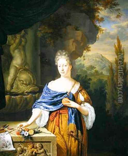 A portrait of Dina Bye 1705 Oil Painting - Willem van Mieris
