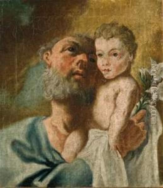 Vieil Homme Et Enfant Oil Painting - Giovanni Battista Pittoni the younger