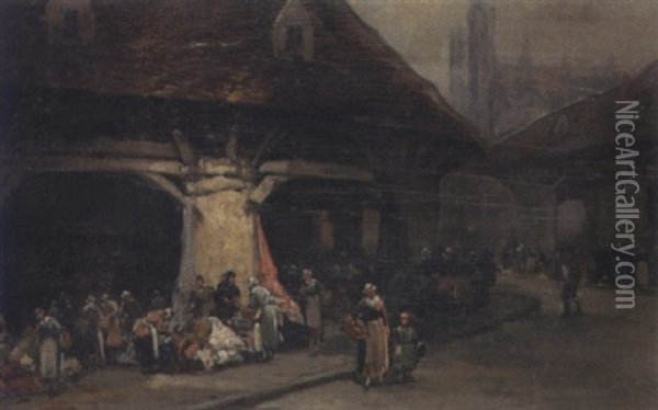 Market Scene Oil Painting - Amedee Rosier