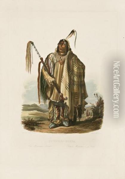 Pehriska-ruhpa. [a Minatarre Or Big-bellied Indian]. [tab. 17]. Oil Painting - Karl Bodmer