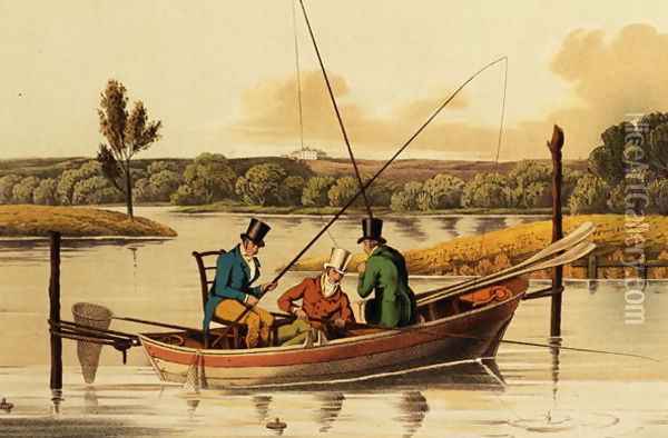 Fishing in a Punt, aquatinted by I. Clark, pub. by Thomas McLean, 1820 Oil Painting - Henry Thomas Alken