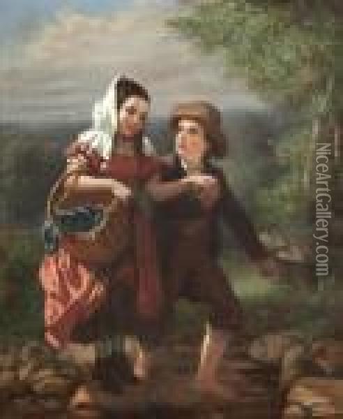 Boy And Girl Oil Painting - John George Brown