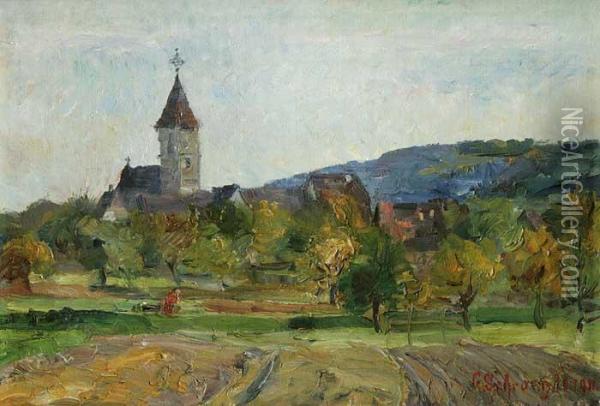 Dorflandschaft Oil Painting - Gustav Schraegle