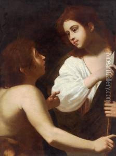 Cristo Giovane Con San Giovannino Oil Painting - Giovanni Battista Caracciolo
