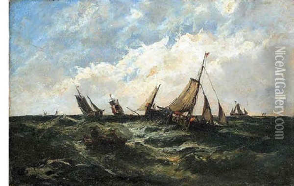Fishing In Rough Waters Oil Painting - Edwin Hayes