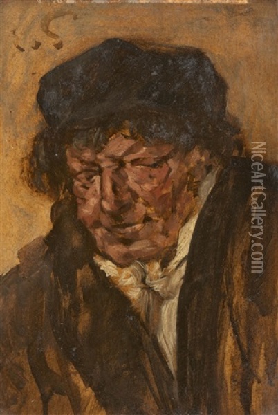 Bildnis Eines Mannes Mit Barett Oil Painting - Eduard (Karl-Franz) von Gebhardt