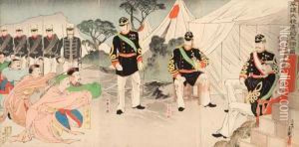 Illustrazioni Del Grande Esercito Imperiale Nella Guerrasino-giapponese Oil Painting - Watanabe Nobukazu
