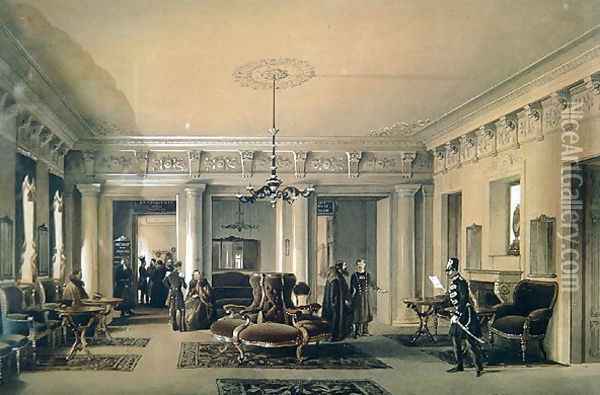 The Waiting Room of the Stagecoach Station in St. Petersburg, 1848 Oil Painting - Luigi (Ludwig Osipovich) Premazzi