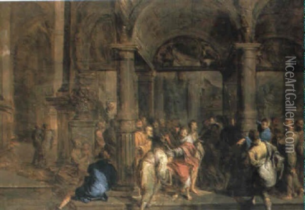 Christ Healing The Paralytic Oil Painting - Gerard Hoet the Elder