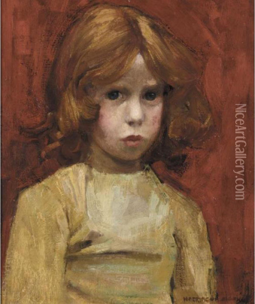 A Girl With Red Hair Oil Painting - Harrington Mann