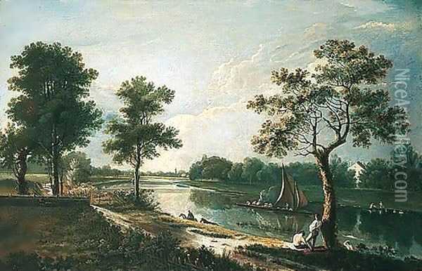 A View On The Thames, Near Twickenham Oil Painting - Richard Wilson