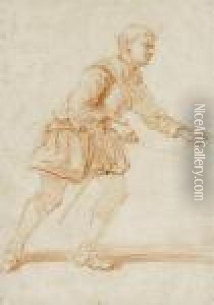 Man Pullingon A Rope Oil Painting - Watteau, Jean Antoine