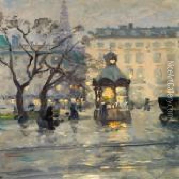 Nytorv In Copenhagen Oil Painting - Paul-Gustave Fischer