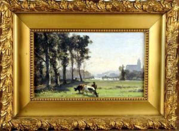 Etude Du Matin A Wetteren Oil Painting - Edmond De Schampheleer