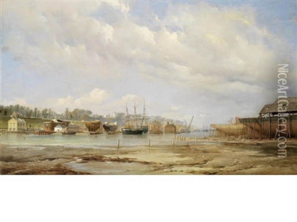 A View Of J Samuel White Shipbuilders, Cowes Oil Painting - George Gregory