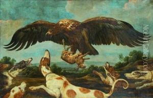Der Kampf Zwischen Adler Und
 Jagdhunden: Oil Painting - Paul de Vos