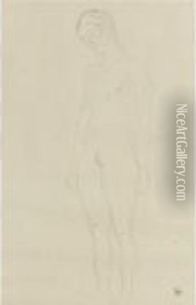 Stehender Akt Nach Links Oil Painting - Gustav Klimt