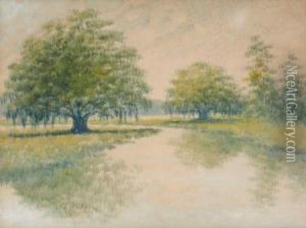 Louisiana Bayou Landscape Oil Painting - Alexander John Drysdale
