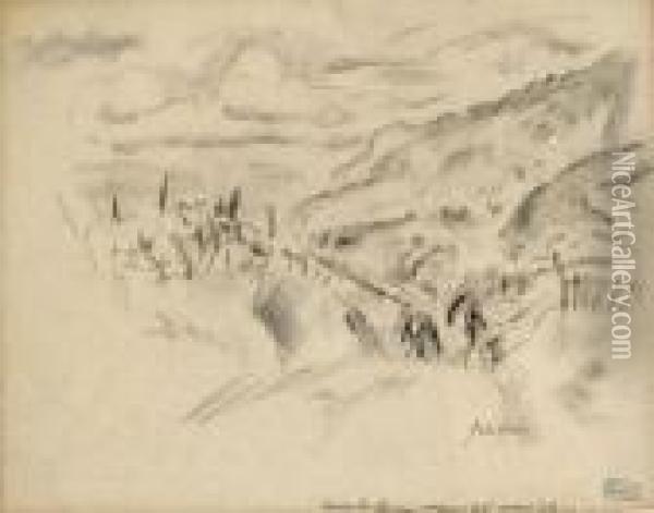 Landscape In The Usa Oil Painting - Jules Pascin