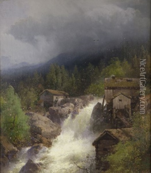 Sutter's Mill Oil Painting - Hermann Herzog