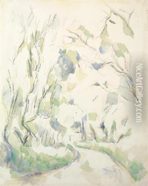 Puits Et Route Tournante Dans Le Parc De Chateau Noir Oil Painting - Paul Cezanne