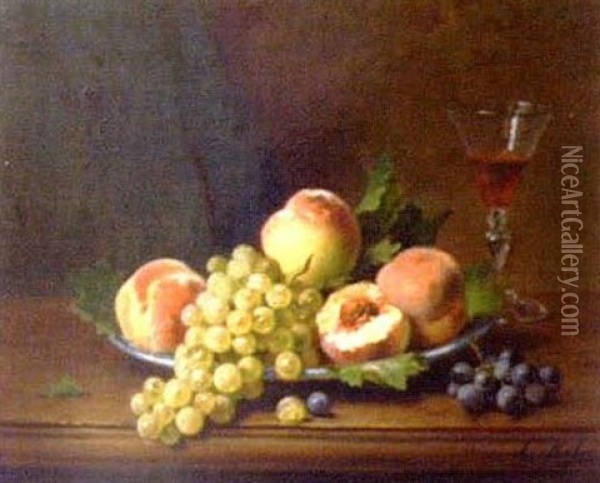 Nature Morte Au Plat De Fruits Oil Painting - Leon Charles Huber