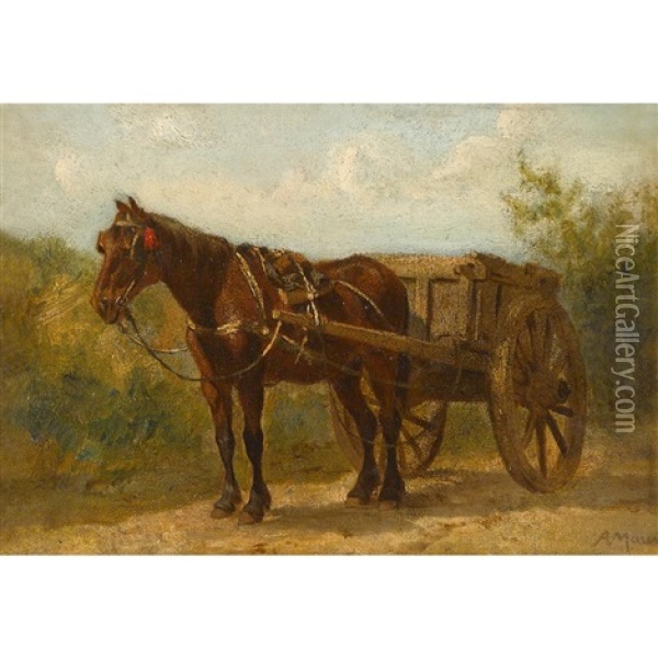 Waiting; Cow Grazing (2 Works) Oil Painting - Anton Mauve