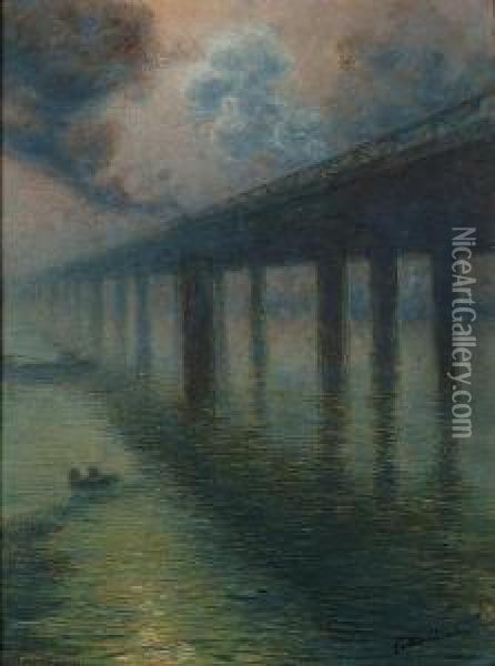 Bridge Over The River Oil Painting - Gaston Prunier