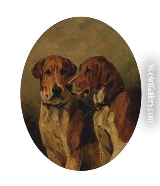 Two Hounds Oil Painting - John Emms