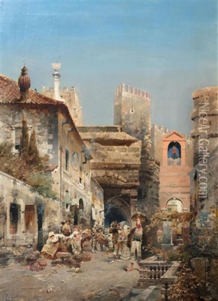 Suditalienische Strassenszene Oil Painting - Robert Alott