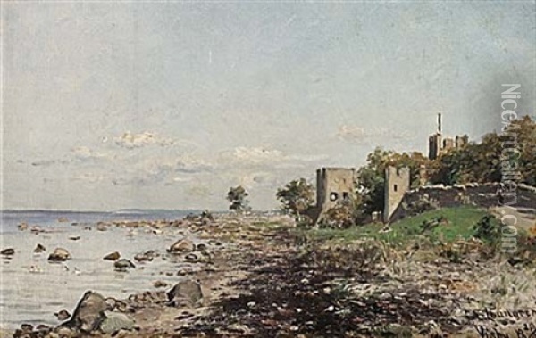 Vy Over Visby Oil Painting - Carl Ewald Loenngren