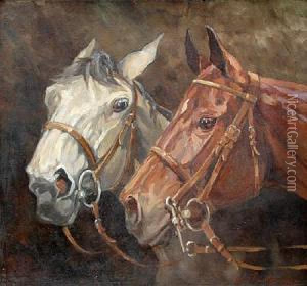 Horses Oil Painting - Pistorius Vilem