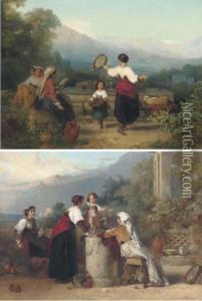 The Young Dancers Oil Painting - Karel Frans Philippeau