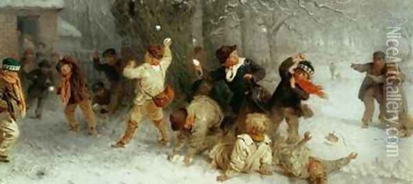 Snowballing 1865 Oil Painting - John Morgan